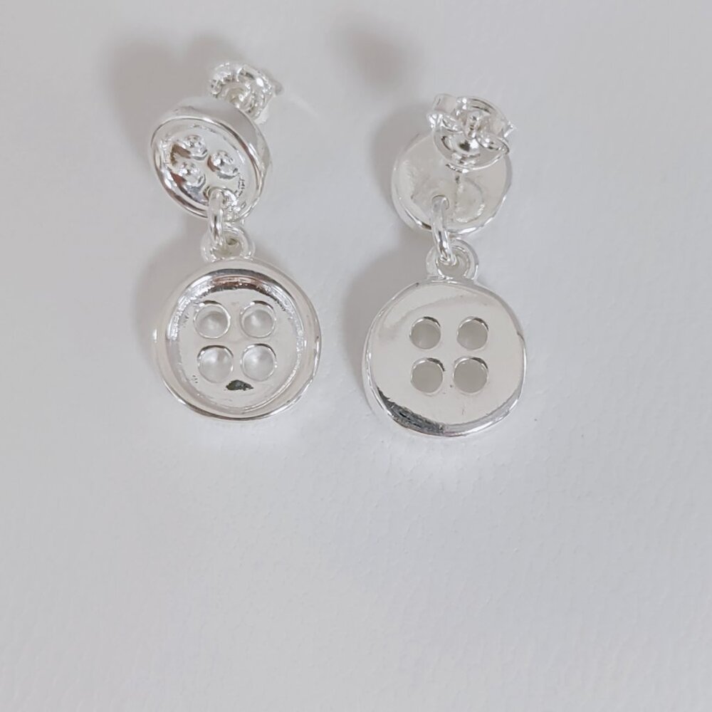 Uno de 50 Double Trouble Earring Button Earring, Long Stud Earring Silver Plated - Picture 4 of 8